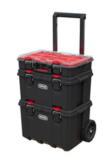 Keter Stack-n-Roll Mobile Tool Storage and Organization, 3 Piece Resin Modular Toolbox System Keter