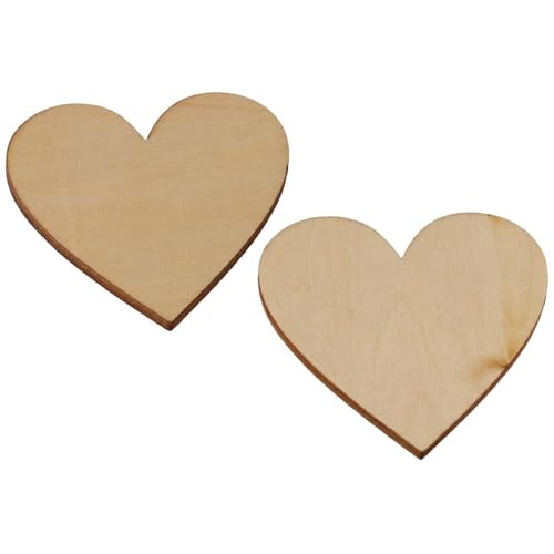 hobbyhub 100Pcs Wood Heart-Shaped Unfinished Blank Wooden Slices 5cm Hanging Decorations for DIY Crafts - WoodArtSupply