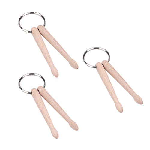 SUPVOX 3PCS Mini Wood Drumstick Keychain Drum Stick Key Ring Gift for Drummer Friends Double Drum Stick - WoodArtSupply