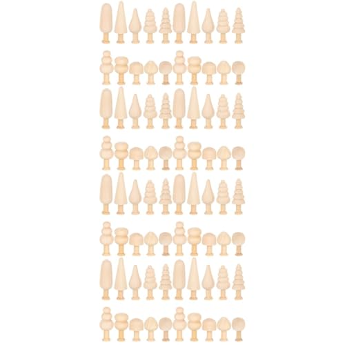 Kisangel 80pcs Unfinished Wood Crafts Wood Tree Figures and Mushroom DIY Craft for Arts and Crafts Projects Kisangel