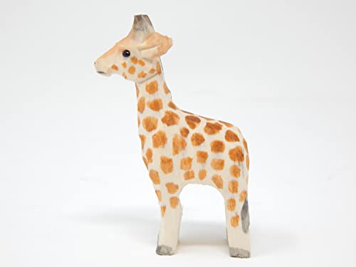Selsela Giraffe Safari Zoo Keychain Ring Clip Charm Miniature Wood Mini Figurine Small Animal Selsela