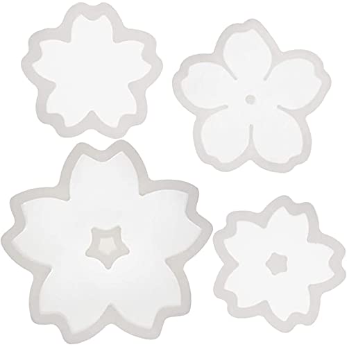 Funshowcase Cute Sakura Cherry Flower Silicone Mold Trays for Crafting, Resin Epoxy, Soap, Jewelry Making 4 in Set Bundle FUNSHOWCASE