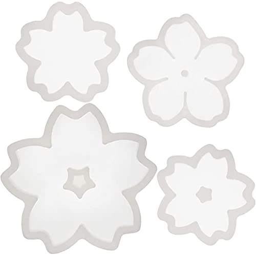 Funshowcase Cute Sakura Cherry Flower Silicone Mold Trays for Crafting, Resin Epoxy, Soap, Jewelry Making 4 in Set Bundle - WoodArtSupply