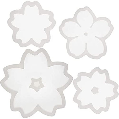 Funshowcase Cute Sakura Cherry Flower Silicone Mold Trays for Crafting, Resin Epoxy, Soap, Jewelry Making 4 in Set Bundle - WoodArtSupply