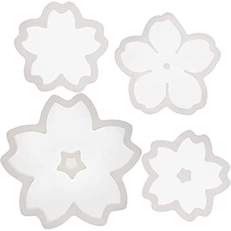 Funshowcase Cute Sakura Cherry Flower Silicone Mold Trays for Crafting, Resin Epoxy, Soap, Jewelry Making 4 in Set Bundle FUNSHOWCASE