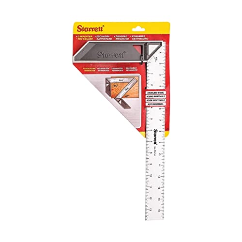 Starrett Stainless Steel Carpenters Square, 14-Inch, Precision Etched Graduations, Rust-Resistant, Robust Build K53-14-N - WoodArtSupply