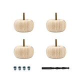 OUTWATER Architectural Products BUN32-UN 1-7/8 in. x 3-5/8 in. Unfinished Solid Hardwood Round Bun Foot 4 Pack with 4 Free Insert Nuts and Drill Bit OUTWATER