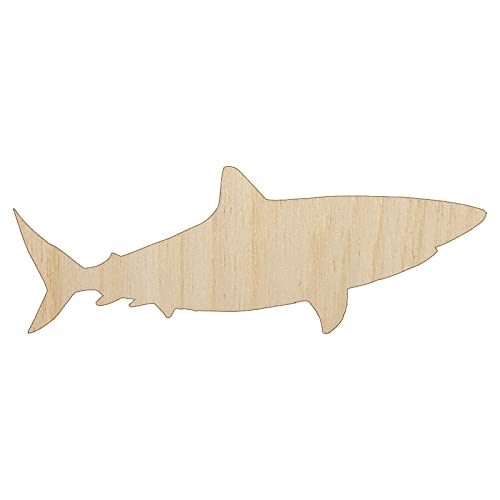 Shark Solid Unfinished Wood Shape Piece Cutout for DIY Craft Projects - 1/8 Inch Thick - 4.70 Inch Size Sniggle Sloth