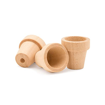 Small Wooden Flower Pot 1-9/16-inch x 1-1/2-inch, Pack of 24 Wood Craft Flower Planter to Paint, by Woodpeckers