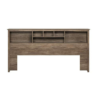 Drifted Gray King Size Bookcase Headboard – Stylish & Space-Saving Design by Prepac - WoodArtSupply