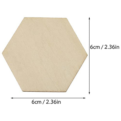 MAGICLULU 50pcs 60MM Mini Hexagon Wood Slices Unfinished Wooden Hexagon Cutouts Blank Hexagon Wood Chips for DIY Craft Projects Painting Home