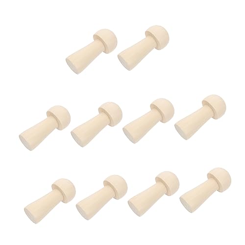VILLCASE 10 Pcs Wood Mushroom Unfinished Wooden Toys Mini Figure playset Kids car Toys Kids Painting Wood kit Mini Wooden Mushrooms Fairy Toy Wooden VILLCASE