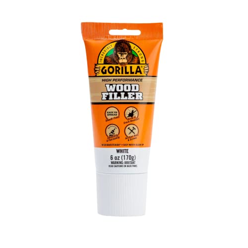 Gorilla All Purpose Wood Filler, 6oz Tube, White (Pack of 1) Gorilla
