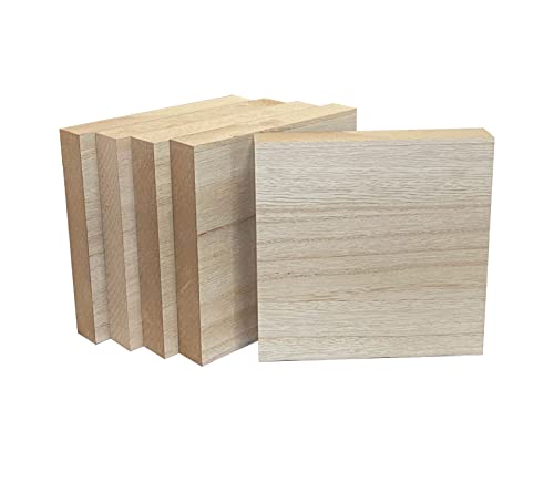 5 Pack Thick MDF Wood Blocks Unfinished Wooden Squares for Crafts 6x6x1 in
