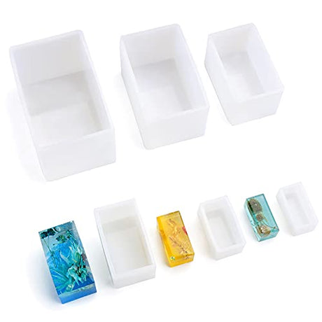 Gartful Rectangle Resin Molds, 6PCS Cube Silicone Molds, Resin Epoxy Casting Molds for DIY Ornaments Crafts Projects, Candles, Soaps, Dried Flower Gartful