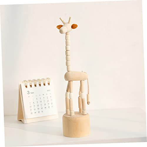 KONTONTY 9pcs Wooden DIY Animals Puppet Press Base Toys Wooden Matching Sheep Jungle Animals Wood Crafts Ornaments Children Wooden Giraffe Toy Mini KONTONTY