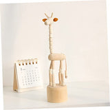 KONTONTY 9pcs Wooden DIY Animals Puppet Press Base Toys Wooden Matching Sheep Jungle Animals Wood Crafts Ornaments Children Wooden Giraffe Toy Mini KONTONTY