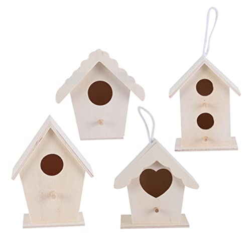 Yardwe 5 Pcs Garden Desktop Hanging Bird Ornament Bird House DIY Unfinished Birds Pendant Birdhouse Kit Mini Birdhouse Small Birdhouse Kids Suit Yardwe