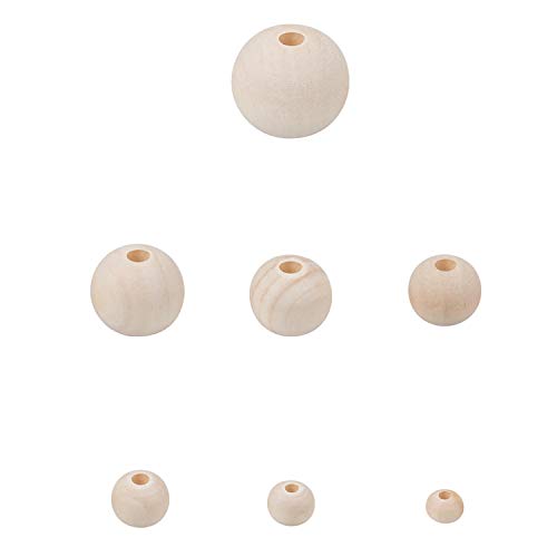 Foraineam 1000 Pieces Wood Beads Unfinished Natural Wooden Loose Beads Round Spacer Beads for Craft Making (6mm, 8mm, 10mm, 12mm, 14mm, 16mm, 20mm) - WoodArtSupply