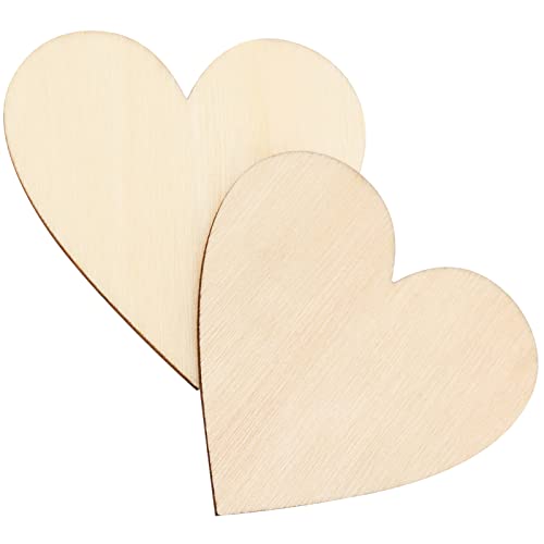 NINGWAAN 100 PCS 3 Inch Wooden Heart Cutouts, Unfinished Wood Heart Slices, Heart Shaped Wooden Ornaments for DIY Crafts Projects, Wedding, Valentine WoodArtSupply