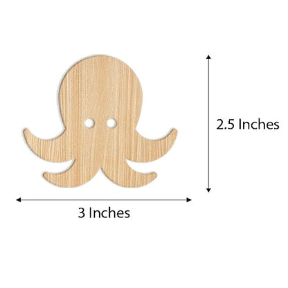 Unfinished Wood Cutout - 24-Pack Octopus Shaped Wood Pieces for Wooden Craft DIY Projects, Gift Tags, Home Decoration, 3 x 2.5 x 0.1 Inches