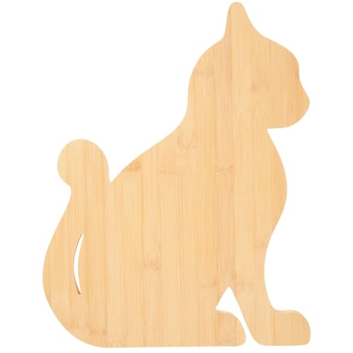 Bamboo Cat Shaped Cutting Board Wooden Serving Board Kitchen Chopping Board Bamboo Wood Cheese Charcuterie Board Platter Laser Engraving Board for - WoodArtSupply