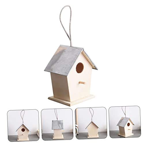 Yardenfun Outdoor Bird House Garden Hanging Bird Nest DIY Painting Bird House Birdhouse to Paint Craft Wood Bird House Unfinished Wood Birdhouse Bird Yardenfun