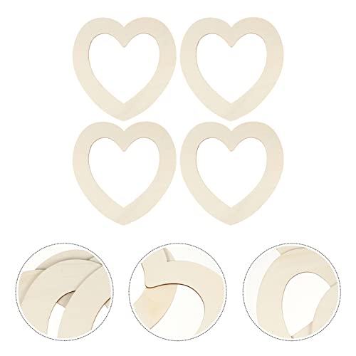 Healifty 4pcs Hollow Heart Wood Piece DIY Ornament Unfinished Heart Ornament Valentines Day Wood Heart Wood Heart Slices Wood Paint Heart Wedding Healifty
