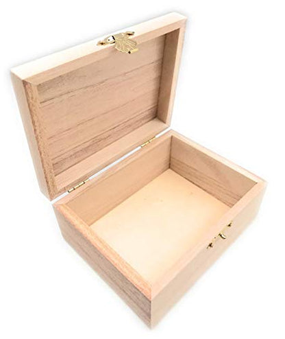 12 Pc Rectangle Unfinished Wood Box Natural DIY Craft Stash Boxes with Hinged Lid and Front Clasp for Arts Hobbies