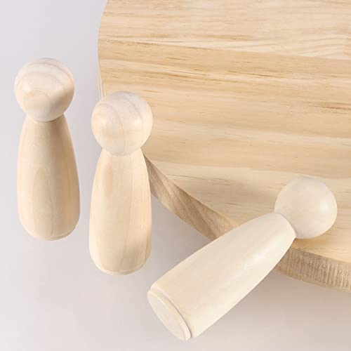 ZOENHOU 30 Pack 3-1/2 Inch Wooden Peg Dolls, Mom Angel Unfinished Peg People Doll Bodies, Wooden Figures for Craft, Painting ZOENHOU