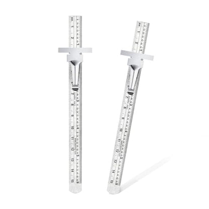 KEARING 6 Inch 15 cm Pocket Ruler Stainless Steel Ruler with Detachable Clips Imperial & Metric Graduations, 2 Pieces - WoodArtSupply