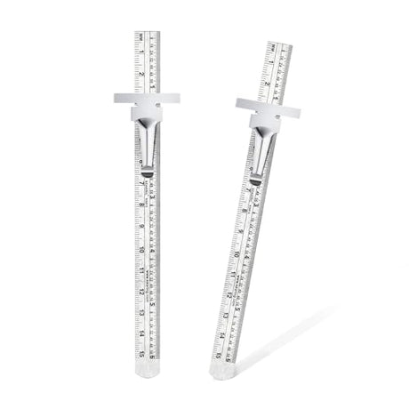 KEARING 6 Inch 15 cm Pocket Ruler Stainless Steel Ruler with Detachable Clips Imperial & Metric Graduations, 2 Pieces KEARING