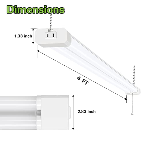 5000K LED Shop Light Linkable, 4FT Daylight 42W LED Ceiling Lights for Garages, Workshops, Basements, Hanging or FlushMount, Included Power Cord and hykolity