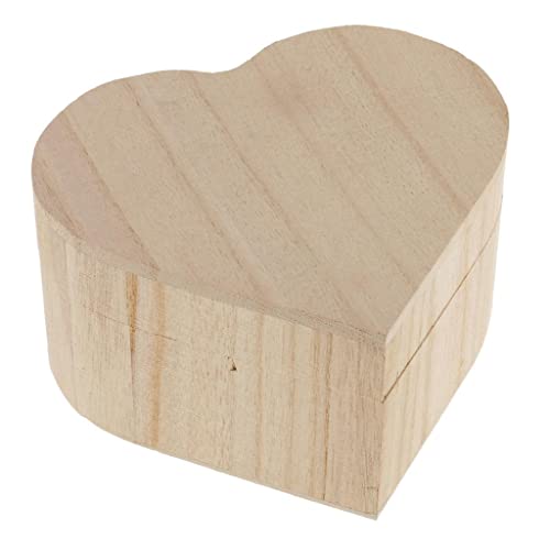 barenx Heart Shape Unfinished Wooden Jewelry Gifts Box Wood for Kids DIY Craft Toys - WoodArtSupply