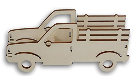 Crafters Square Unfinished Wood Truck 3D Sign - 7 Inches Long x 1.5 Inches Wide (Slat Reinforced Bed Truck), Medium Crafters Square