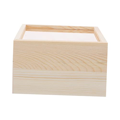 COHEALI 2pcs Box Storage Wooden Box Unfinished Wooden Crate Decorative Wooden Unfinished Wooden Case Jewelry Display Case Wooden Gift Case Wood Crate COHEALI