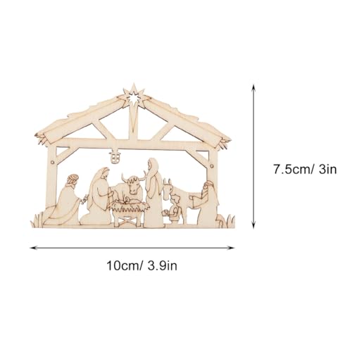 SEWACC Wooden Nativity Scene Ornaments 20Pcs Unfinished Blank Celebrate The Birth of Jesus Shape Cutout Craft Decorations for DIY Crafts Christmas SEWACC