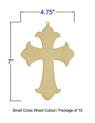Unfinished Cross Wood Cutout (1/8" Thickness, Small 7" x 4.75" (Package of 10))