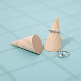 Framendino, 10 Pack Natural Wood Cone Ring Holder Finger Jewelry Display Stand Organizer for Jewelry Display DIY Craft (Tilted Shaped) Framendino