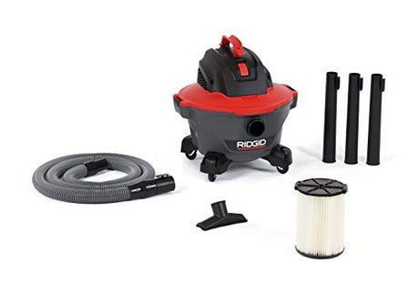 RIDGID 62698 RT0600 NXT 6-Gal. Wet Dry Shop Vacuum with Casters, 4.25 Peak HP Motor, and Pro Locking Hose, Dark Gray and Red RIDGID