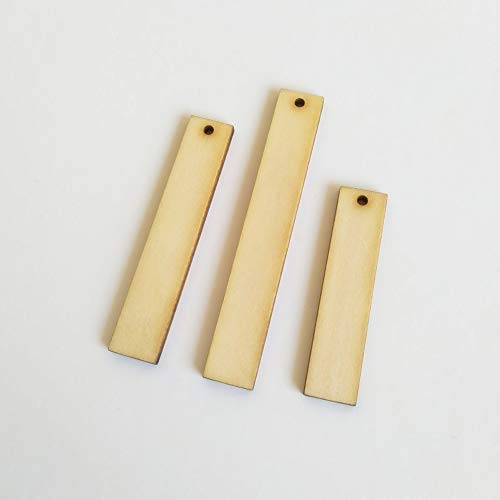 30pcs Unfinished Wood Earring Blank,Wood Strip Blank, Rectangle Laser Cut Unfinished Wood Cutouts (Mix Sizes) ACFENG Laser