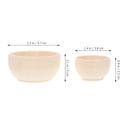 KALLORY Unfinished Wood Bowl 2Pcs Unpainted Blank Mini Wooden Bowls Tabletop Decoration for DIY Painting Graffiti Drawing Craft Basket Stuffers KALLORY