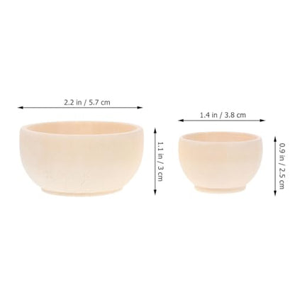 KALLORY Unfinished Wood Bowl 2Pcs Unpainted Blank Mini Wooden Bowls Tabletop Decoration for DIY Painting Graffiti Drawing Craft Basket Stuffers - WoodArtSupply