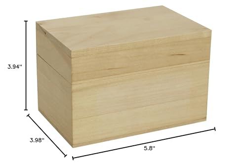 Walnut Hollow Unfinished Wood Recipe Card Box with Hinged Lid for Arts, Crafts, Hobbies and Home Storage Brown - WoodArtSupply