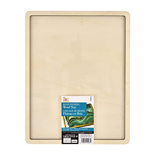 Mod Podge, Rectangle Wood Tray, 11" x 14" Pouring Surface for Epoxy, DIY Supplies for Resin Arts and Crafts Projects, 25487