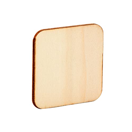 60 Pack 2x2 Wood Squares for Crafts, 2.5mm Unfinished Wood Cutouts with Rounded Corners Bright Creations