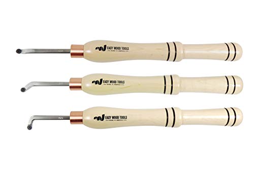 Easy Wood Tools 3 Piece (6504) Mini Hollowers Set for Miniature Hollow Forms #1, 2 and #3 Hollowers Come Equipped with Ci5-NR Patented Negative Rake - WoodArtSupply