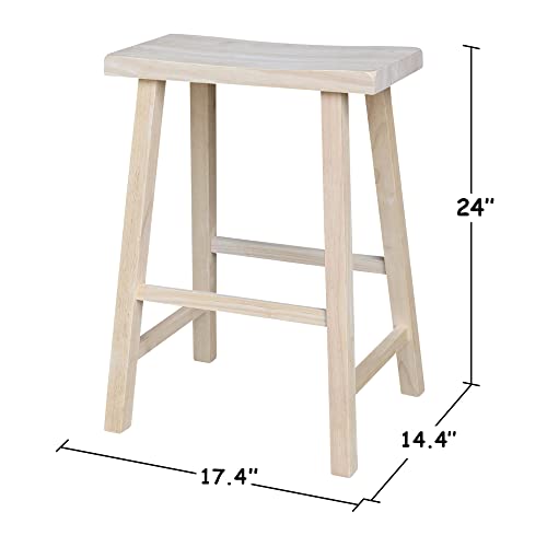 International Concepts 24-Inch Saddle Seat Stool, Unfinished IC International Concepts