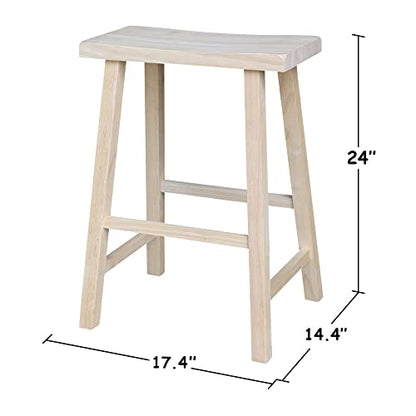 International Concepts 24-Inch Saddle Seat Stool, Unfinished