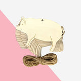 SOIMISS 10pcs Wood Pigs Pieces Embellishments Unfinished Wood Chips Wooden Animal Cutouts DIY Craft Name Tags Slices Patches Pendant with Ropes SOIMISS